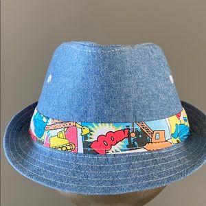 Chambray denim size 2/4 construction trim hat! New